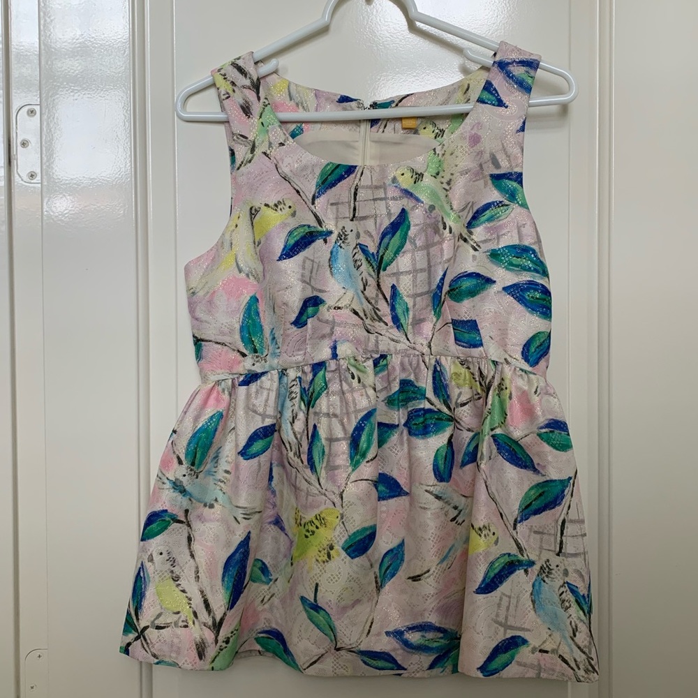 Anthro zip sleeveless blouse